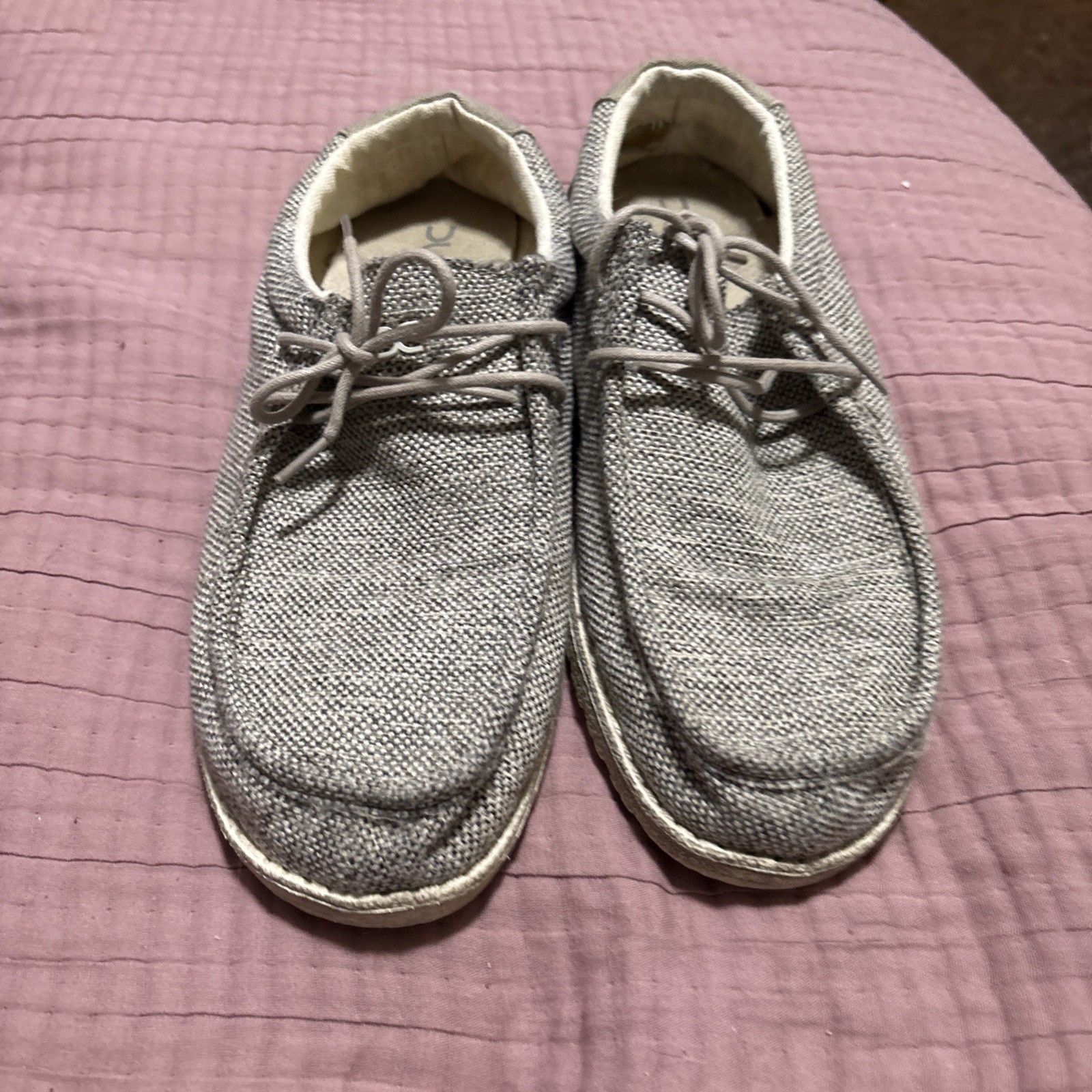 Hey Dude Men's Size 10 Wally Linen Iron Casual Gray Loafers Shoes 110793901