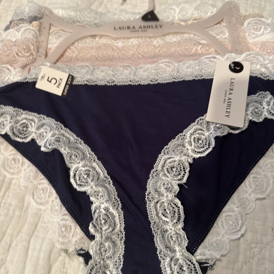 5 Laura Ashley Panties Brief Underwear Lingerie Rayon Spandex Solid Size Large