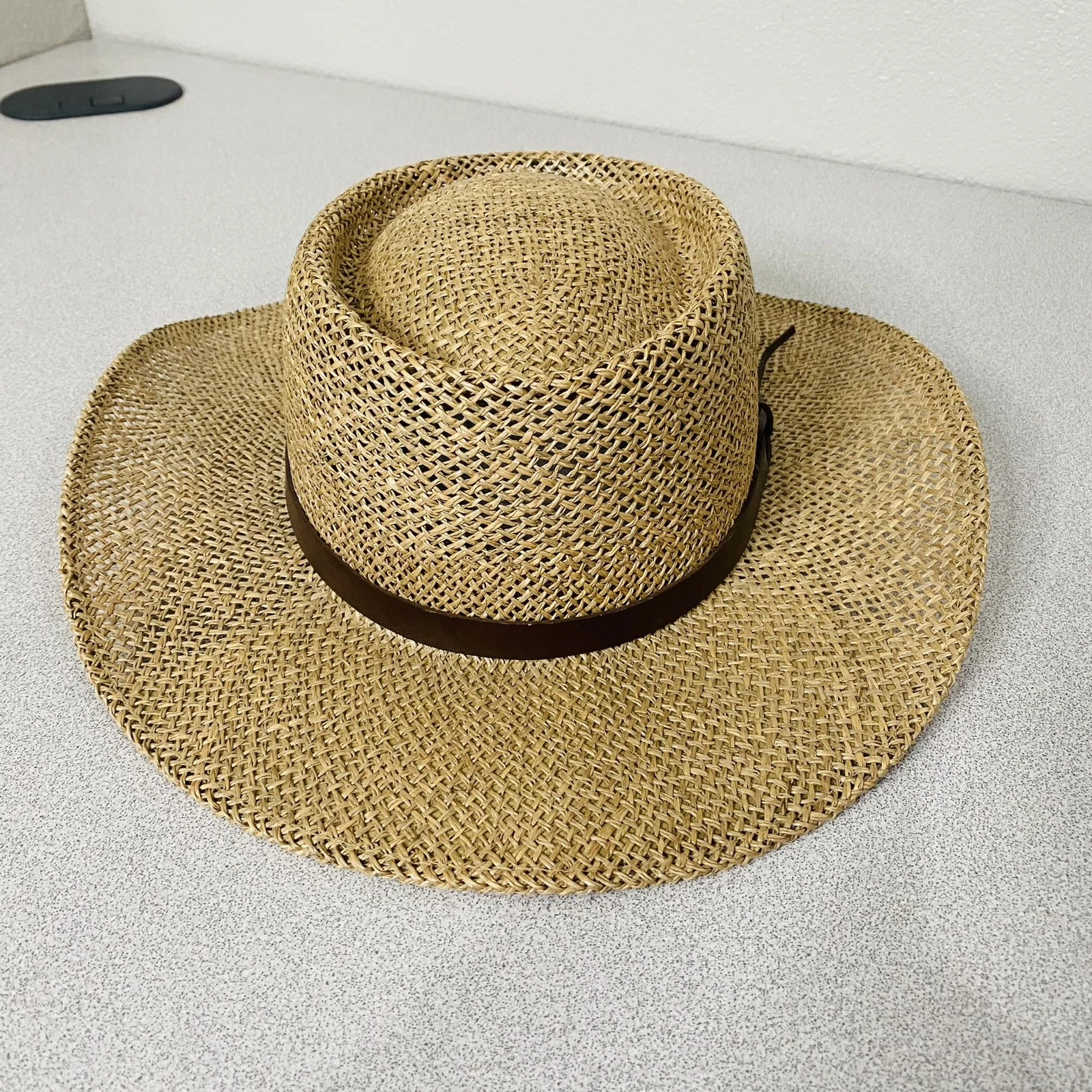 Stetson Straw Cowboy Hat L/XL Tan Mesh Breathable Western Sun Hat Mexico