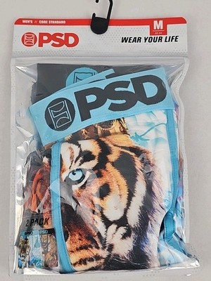 2 Pack PSD Men's Beast Mode Briefs - Sz Medium 32-34 - Tiger Themed Colorful