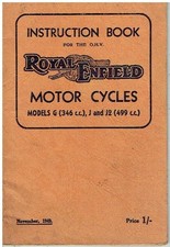 ROYAL ENFIELD MODEL G , J & J2 ORIGINAL 1949 INSTRUCTION & MAINTENANCE HANDBOOK