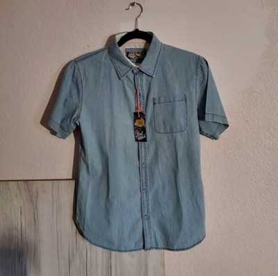 First Wave Chambray Blue Ltweight Short Sleeve Women's Sz 18 Button Down Shirt