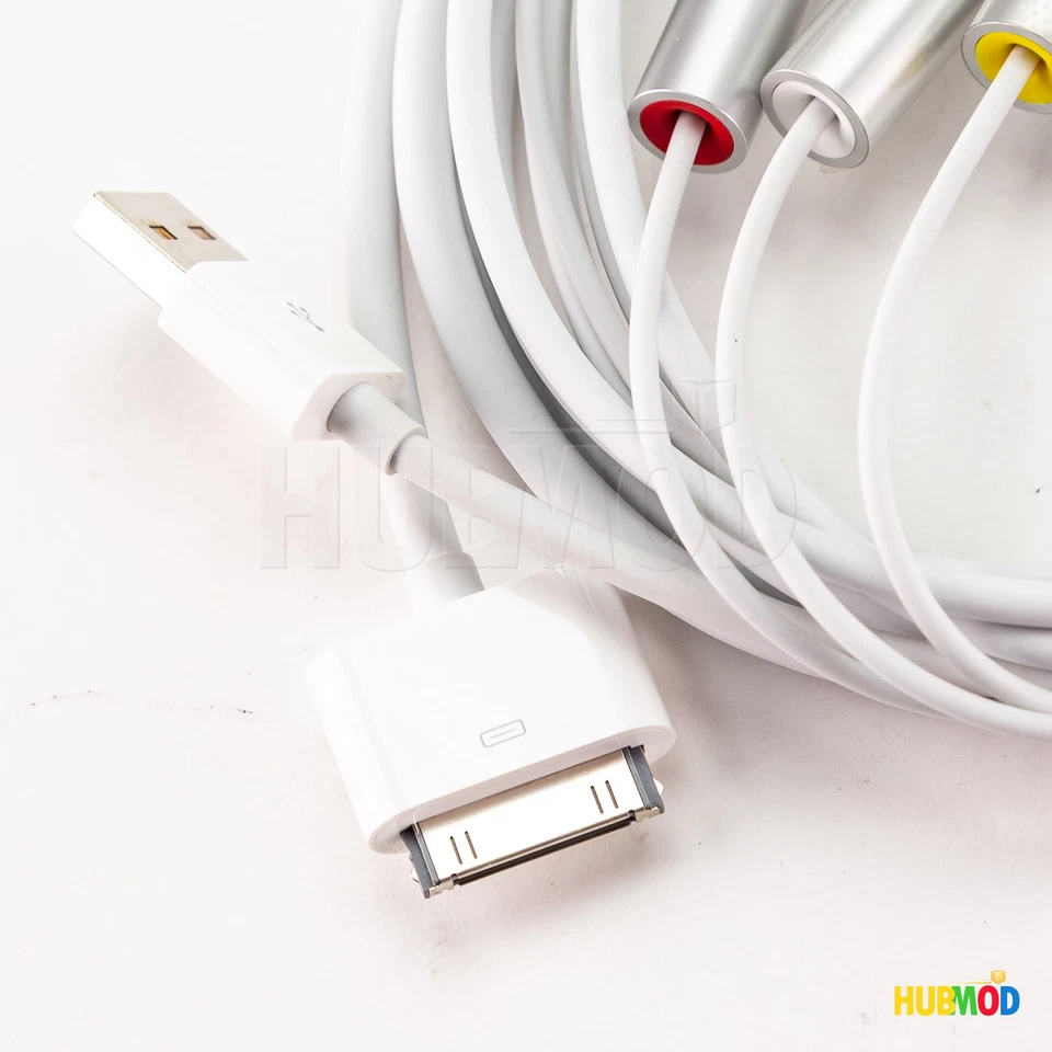 Genuine Apple Composite AV Cable 30-Pin iPad 2 3 4 iPhone 3G 4 4S MC748ZM/A - Image 2 of 3
