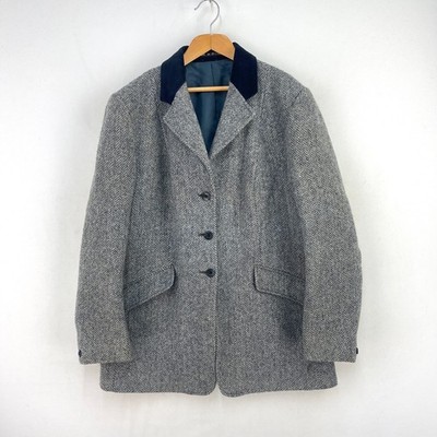 Harry Hall Tweed Reitjacke Damen 40 blau Fischgrät Hacking Jagd Show