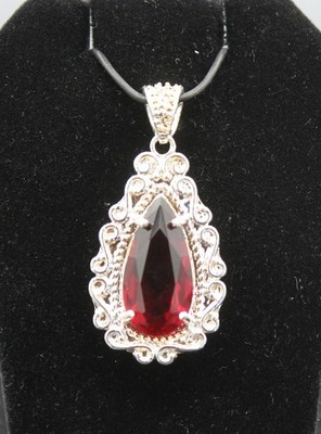 Garnet and Sterling Silver Pendant
