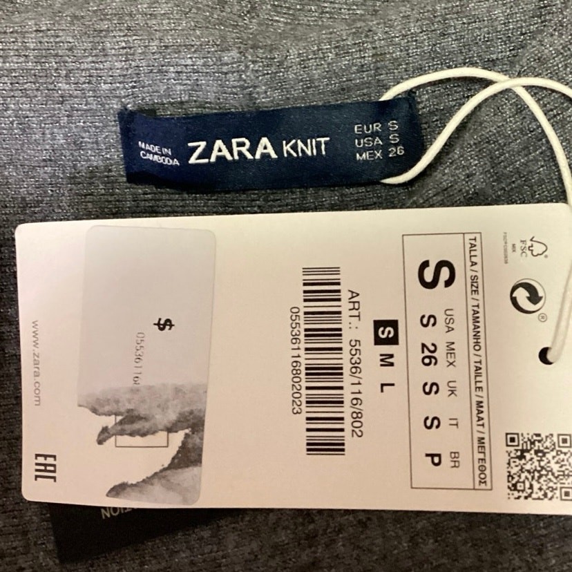 NEW Zara Knit Gray Drapey Long Sleeve Ribbed Open Cardigan Sweater Top Size S thumbnail 4