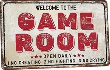 Decor 12'' X 8'' Game Room Vintage Tin Signs for Home Wall, Cafes, Bar, Man Cave
