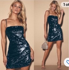 Lulus Keyla Navy Blue Velvet sequin Mini Dress Size Medium NWOT
