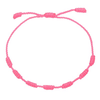 Bracelet 7 Knot Handmade Adjustable String Protection Good Luck Cord Rose Red