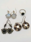 Lot Of Vintage Mixed Jewelry Earrings W Stones Sterling Silver