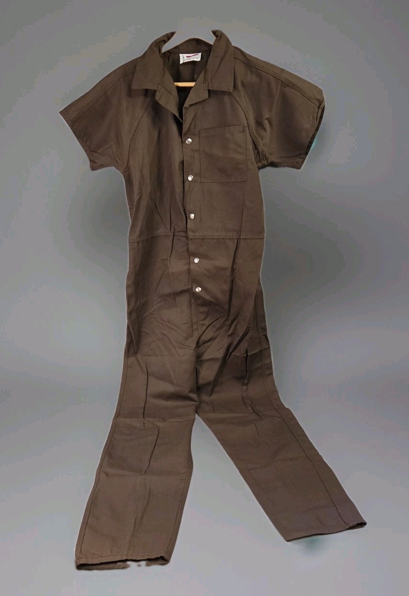 Authentic Bob Barker Prison Jail Inmate Brown Short Sleeve Jumpsuit  WOMENS L