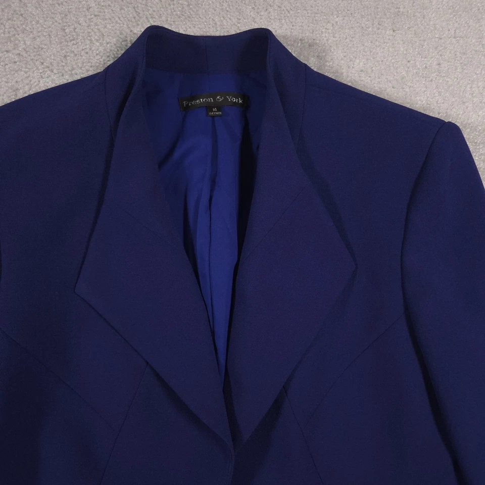 Preston & York Blazer Womens 14 Blue Fully Lined Hook Closure Zip Pockets Career - Image 3 of 4