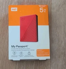 WD My Passport 5TB Portable External Hard Drive USB 3.2 - Sealed, NEW!