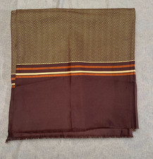 Vintage 70s Brown Silk Scarf 1970s Retro Earth Tones Minimalist Chic Wrap Shawl