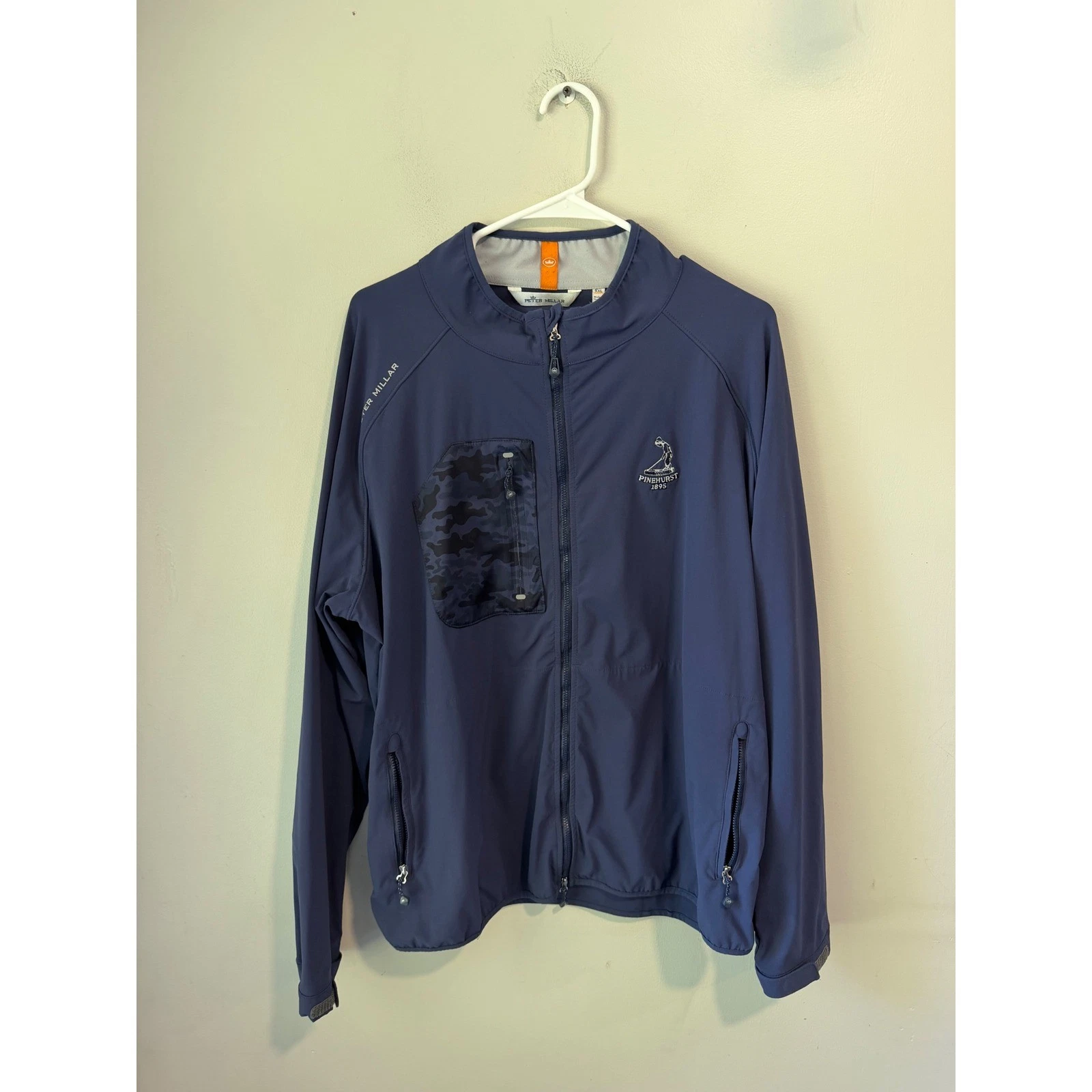 Peter Millar Pinehurst Mens XXL Full Zip Golf Jacket Navy Camo Windbreaker image 1