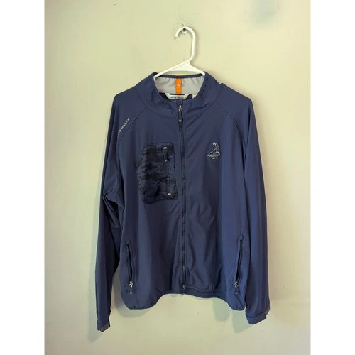 Peter Millar Pinehurst Mens XXL Full Zip Golf Jacket Navy Camo Windbreaker video thumbnail
