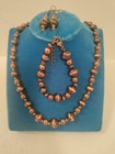 Vintage Copper Beads and Metallic Coated Beads Necklace Set, Earrings, Bracelet — photo 1