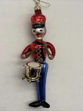 De Carlini Drummer Merry Marching Band Christmas Ornament Blown Glass Italy Read