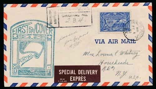 Zgrill89 Canada FDC Registered Cover Sent via Air Mail with Special delivery