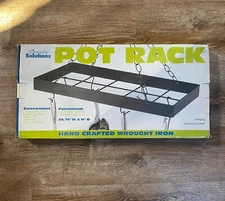 Hanging Pot Rack Hand Crafted Wrought Iron Rectangular Additional Hang Space