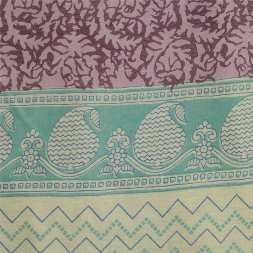 Sanskriti Vintage Dupatta Long Stole Cotton Silk Purple Veil Printed Scarves - Picture 3 of 12