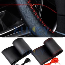 DIY Auto Steering Wheel Cover W/ Needle & Thread Hand Sewing Fine Leather Car US