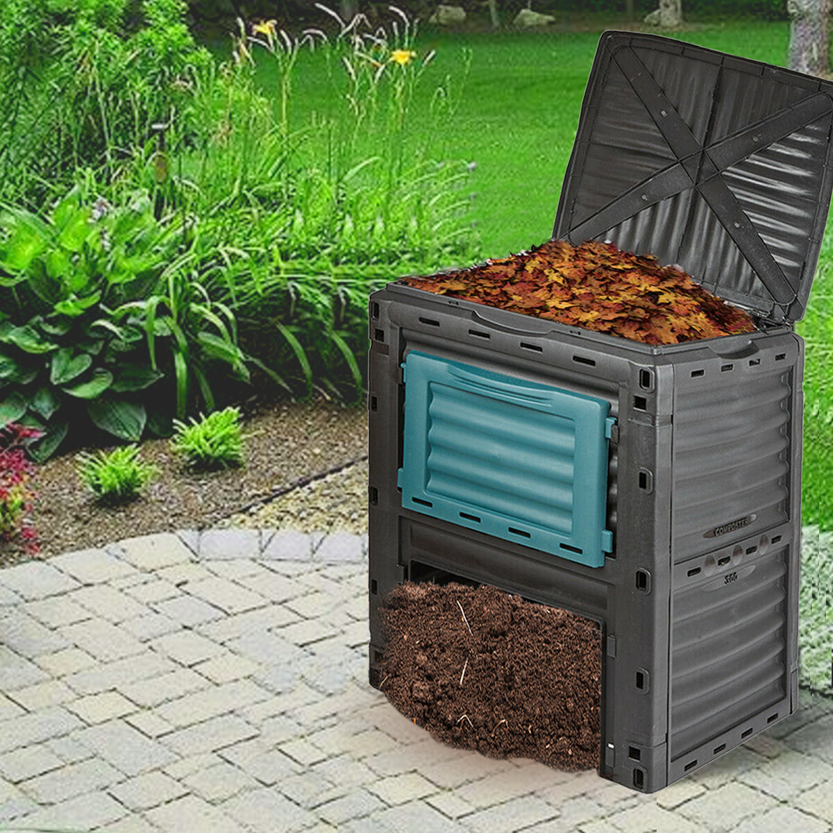 Compst Convertor 300L Composter Bin - Organic Eco Waste Compost Converter Garden Bin 300 ...