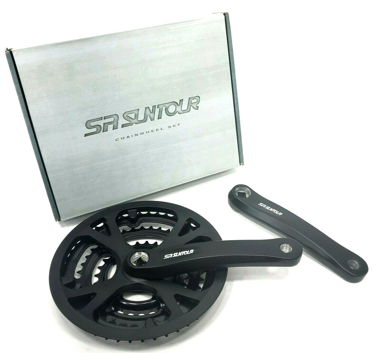 Suntour Mountain Bike Triple Crankset 170mm 48/38/28 Square Taper