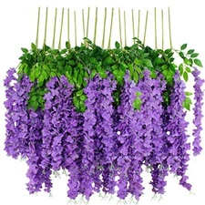 12pcs Artificial Wisteria Flowers 3.6 Feet/Piece Purple Dense Artificial Fake