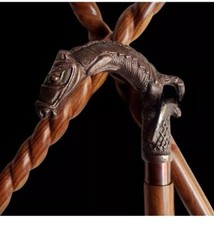 Vintage Horse Handle Wooden Walking Stick Designer Horse Head Victorian Cane