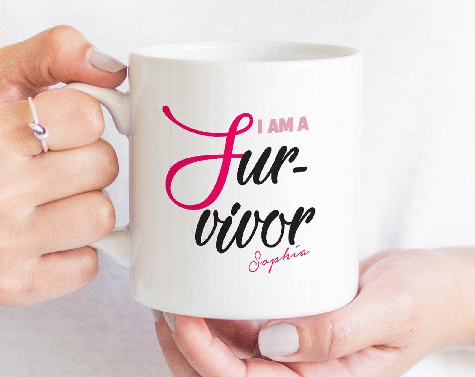 I Am A Survivor Mug With Name Personalised Gift For Cancer Survivor With Name