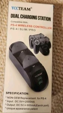 YCCTEAM DUAL CHARGING DOCK FOR PS4 SLIM & PRO WIRELESS CONTROLLER BLACK New