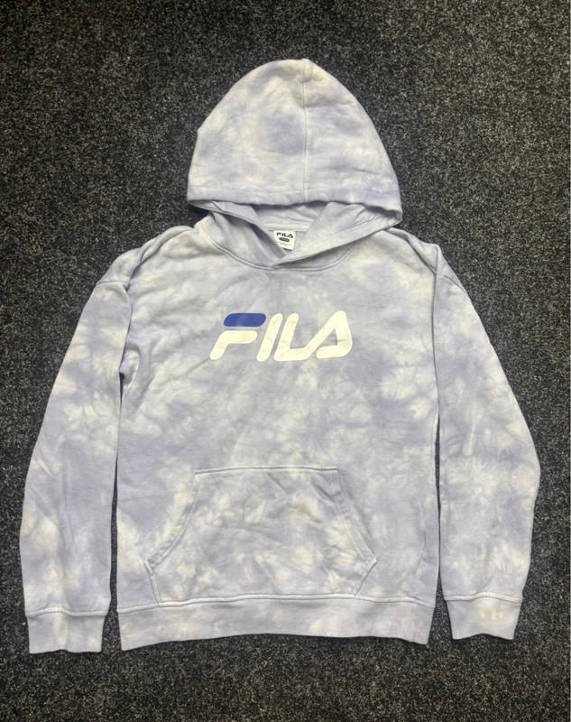 Felpa con cappuccio Fila blu chiaro e bianco bambino L 14 16 anni S05