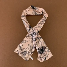 Kasper Women's One Size Taupe Black Floral Print Satin Scarf