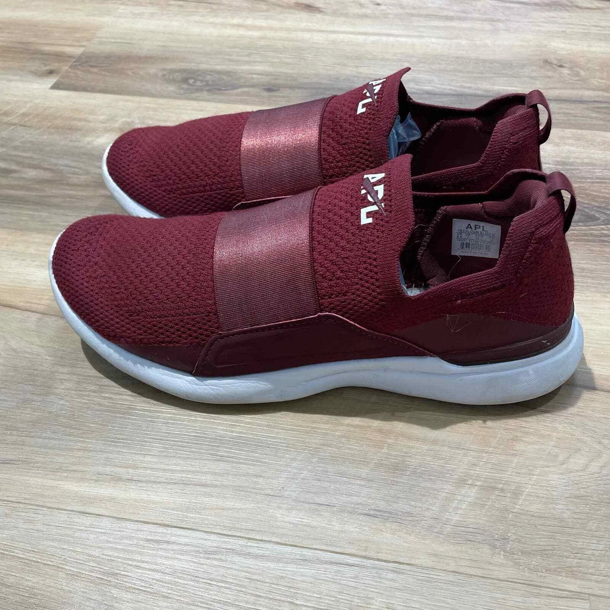 APL TechLoom Bliss Knit Running Shoes Red Burgundy Slip on Women s