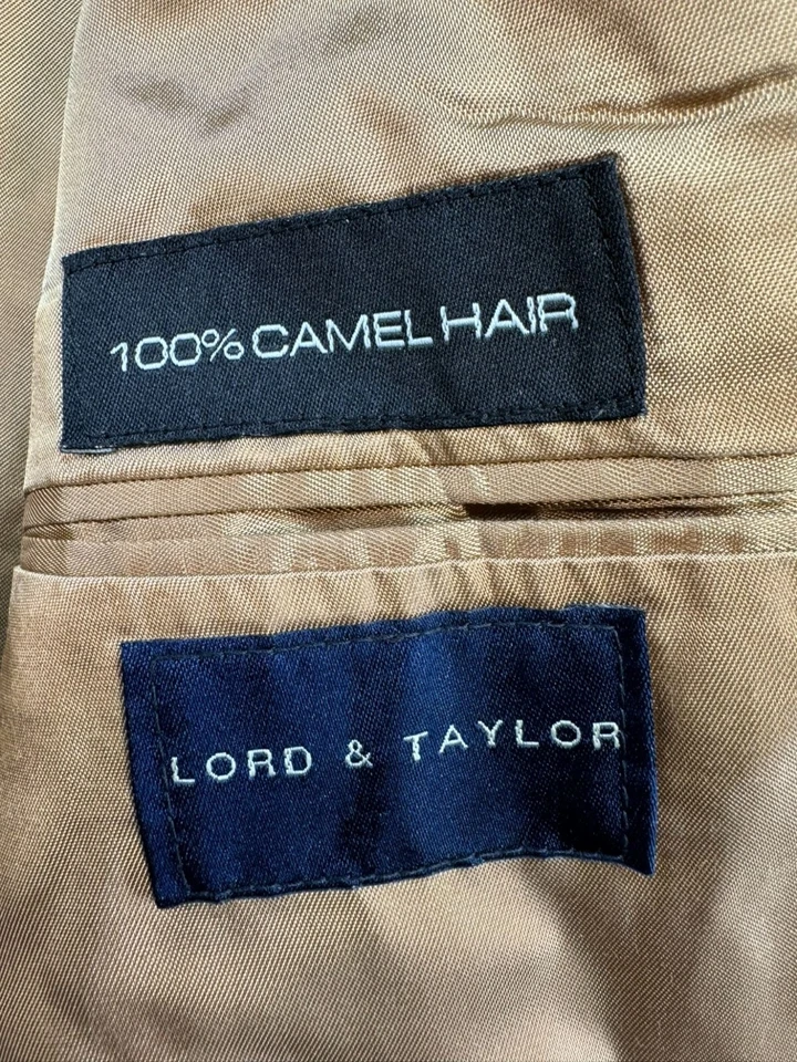 Lord & Taylor Grant Thomas Camel Hair Blazer Mens Size 44 Long Tan - Image 3 of 4