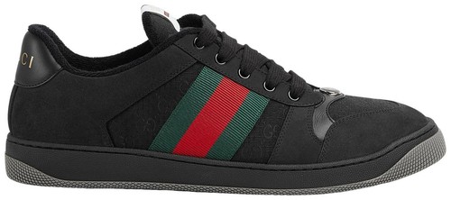 Auth GUCCI High cut Sneakers Black/Dark Green GG Canvas - e60196i