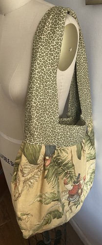 P. Kaufmann Copacabana Monkey Tote Shoulder Bag Soft Canvas Animal Print Trim - Picture 8 of 9