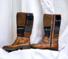 Vintage MPS Kortney Patchwork Boots Buckle Womens 9.5 Zip 122333