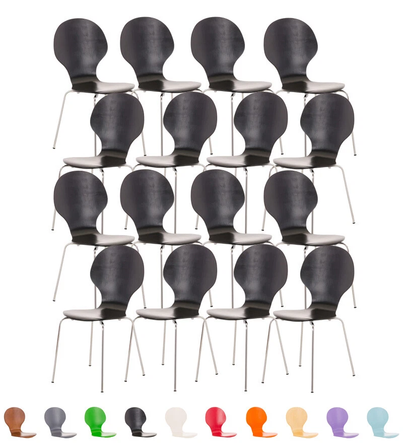 CLP 16er Set Besucherstuhl Diego V2 Stapelbar Belastbar Holzstühle Stapelstühle