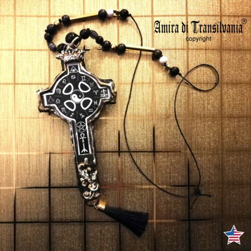 croix gothique alchimie wicca talisman crucifix occulte symbole païen astrologie charme - Photo 1/24