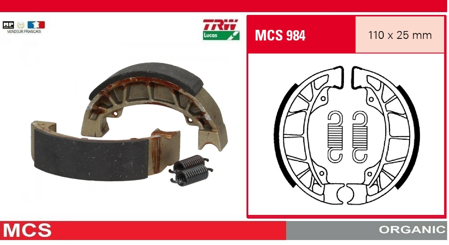 Machoires de frein arrière TRW MCS984 tambour de scooter Aprilia 50 Compay Custom TF
