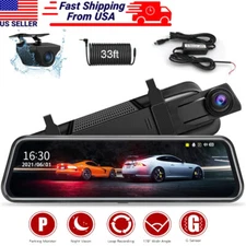 1080P 4K Dual Dash Cam Car Rear Mirror View Backup Dual Camera Night Vision IPS