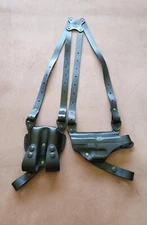 Left Hand Black Leather Horizontal Miami Vice Shoulder Holster Beretta F92 (P4L)