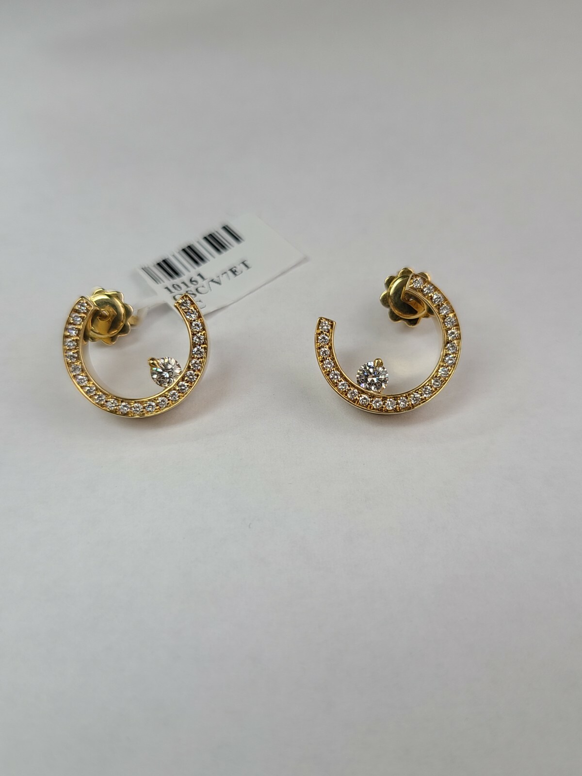 Movado 18k Yellow Gold Round Diamond Earrings - image 5