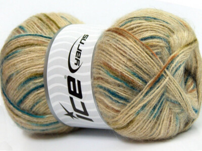 4-Skein Lot Angora Supreme Color Yarn Fine 4x100g/550m Beige Blue Brown
