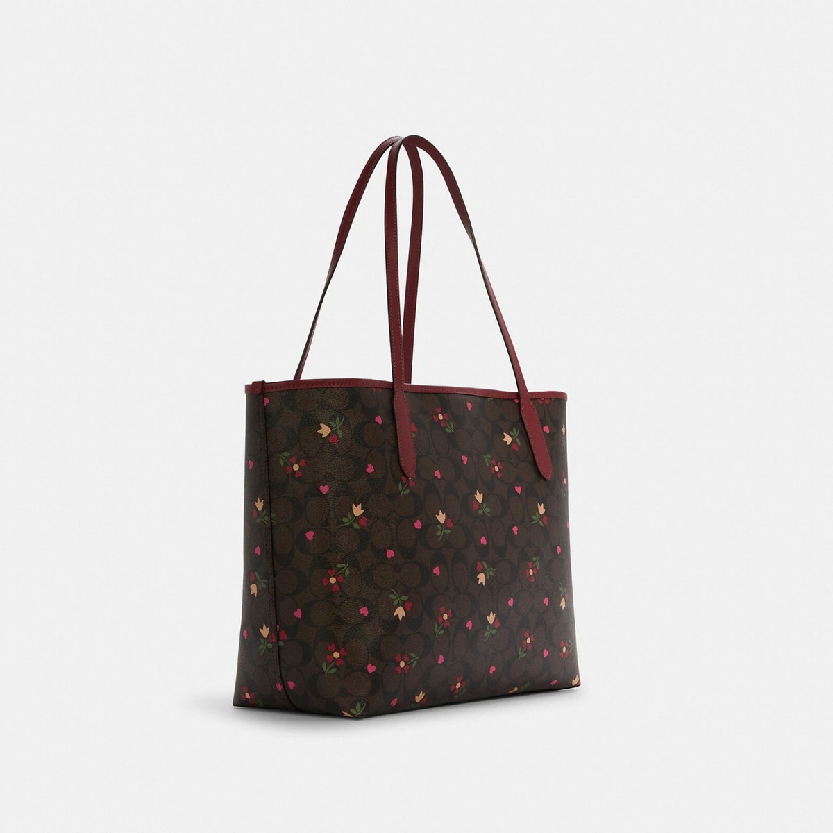 トートバッグ city tote in signature canvas with love print Coach City Tote In Signature Canvas With Heart Print