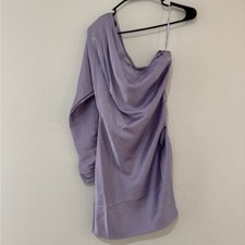 BHLDN Lucy One Shoulder High Shine Satin Lavender Dress Women's Sz 6 NWT