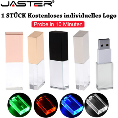 White LED Pen Drive Free Custom Logo USB Flash Drive Golden Crystal Memory Stick