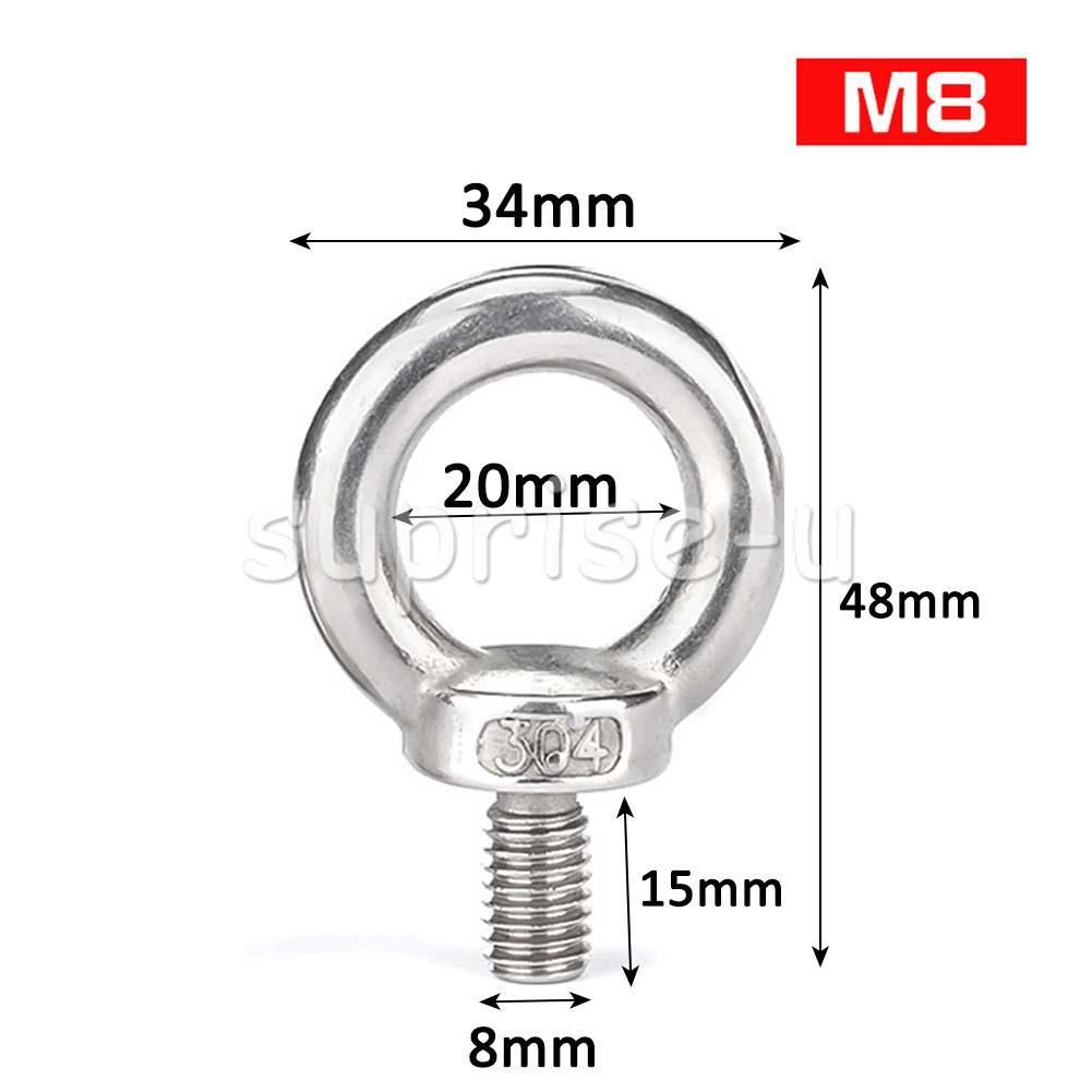 10pcs Silver M6 M8 LIFTING EYE NUTS & BOLTS 304 stainless steel UK